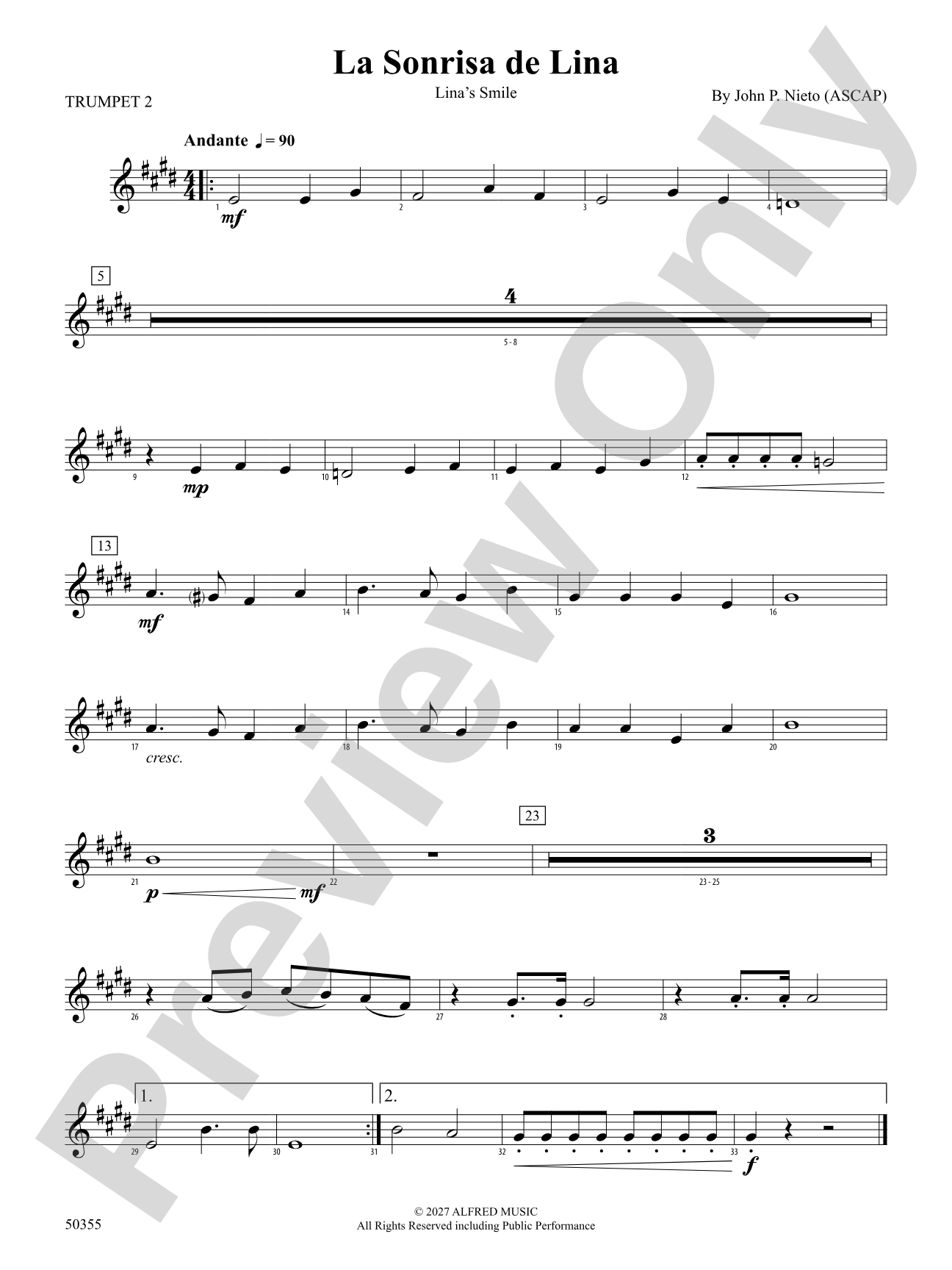 La Sonrisa de Lina: 2nd B-flat Trumpet