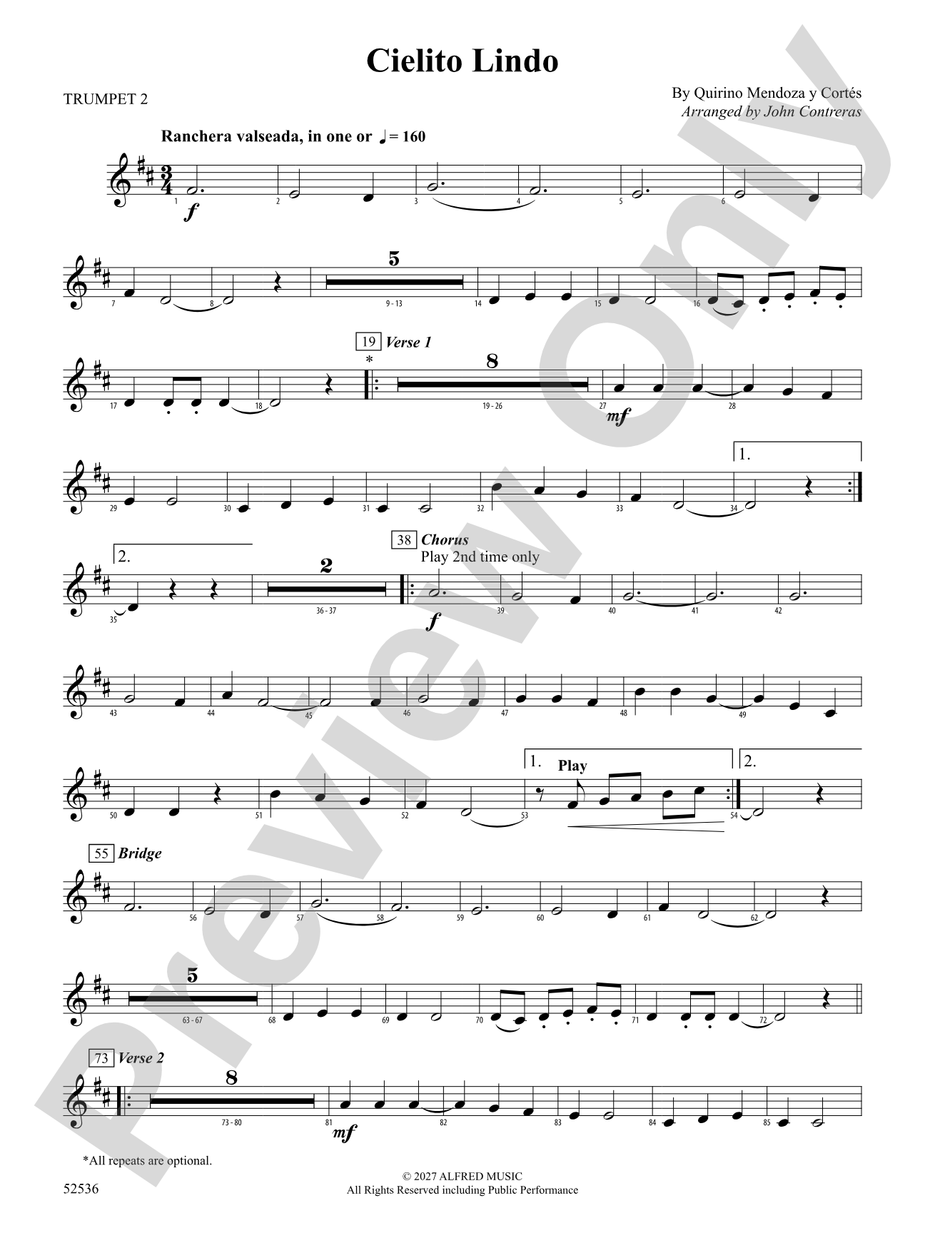 Cielito Lindo: 2nd B-flat Trumpet