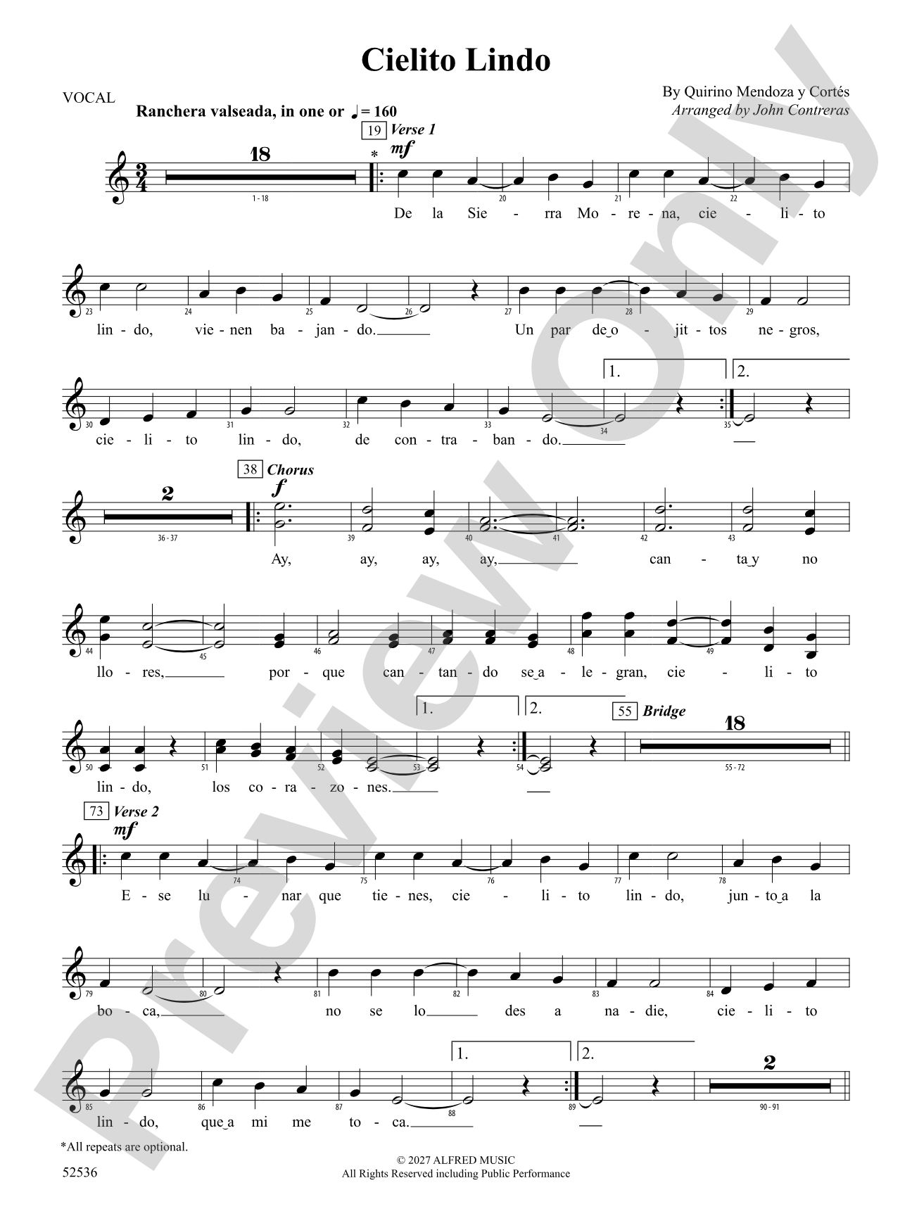 Cielito Lindo: Vocals