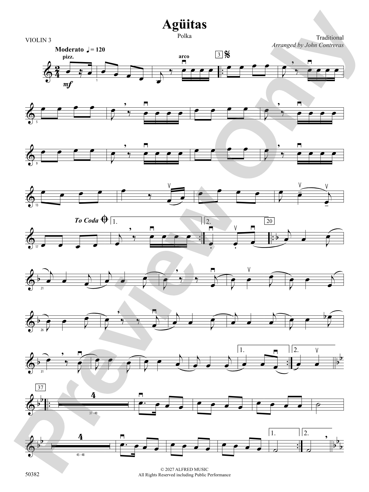 Agüitas: 3rd Violin (Viola [TC])