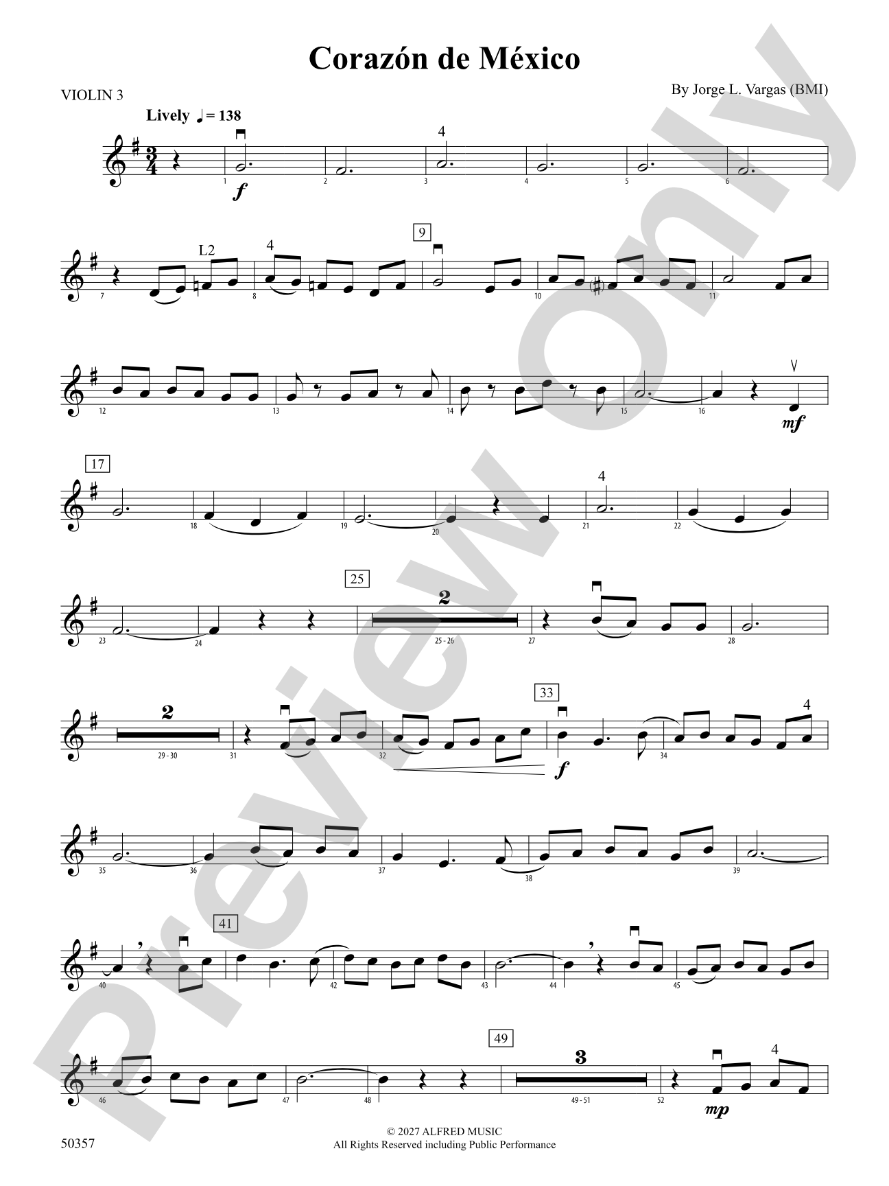 Corazón de México: 3rd Violin (Viola [TC])