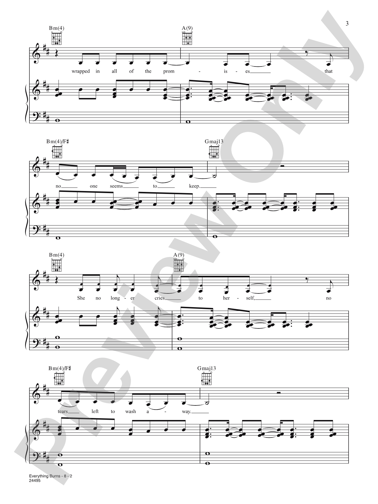Everything Burns (from The Fantastic 4): Piano/Vocal/Chords