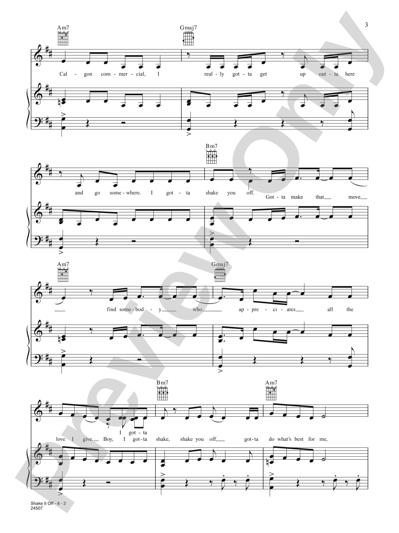 Shake It Off: Piano/Vocal/Chords