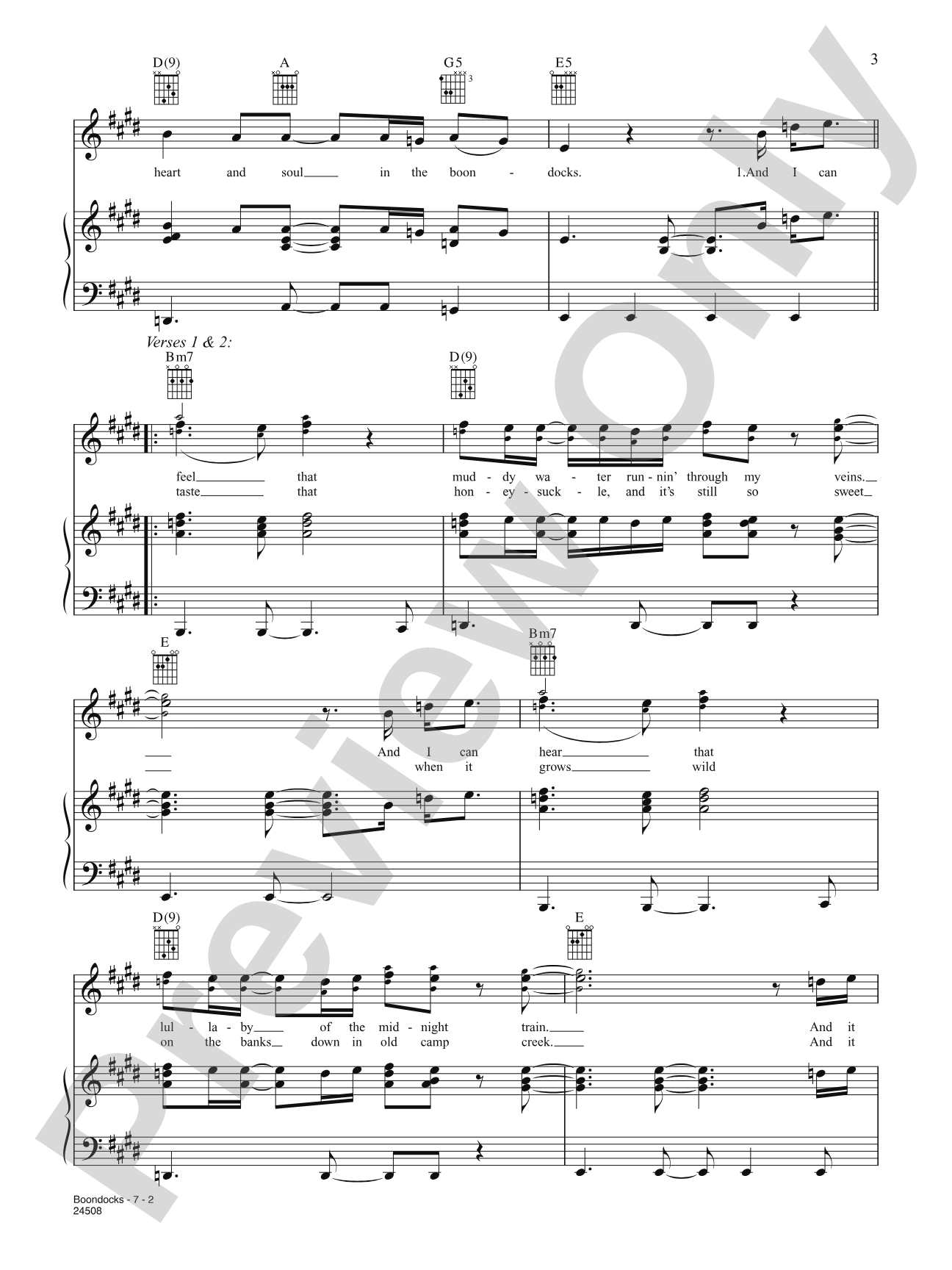 Boondocks: Piano/Vocal/Chords