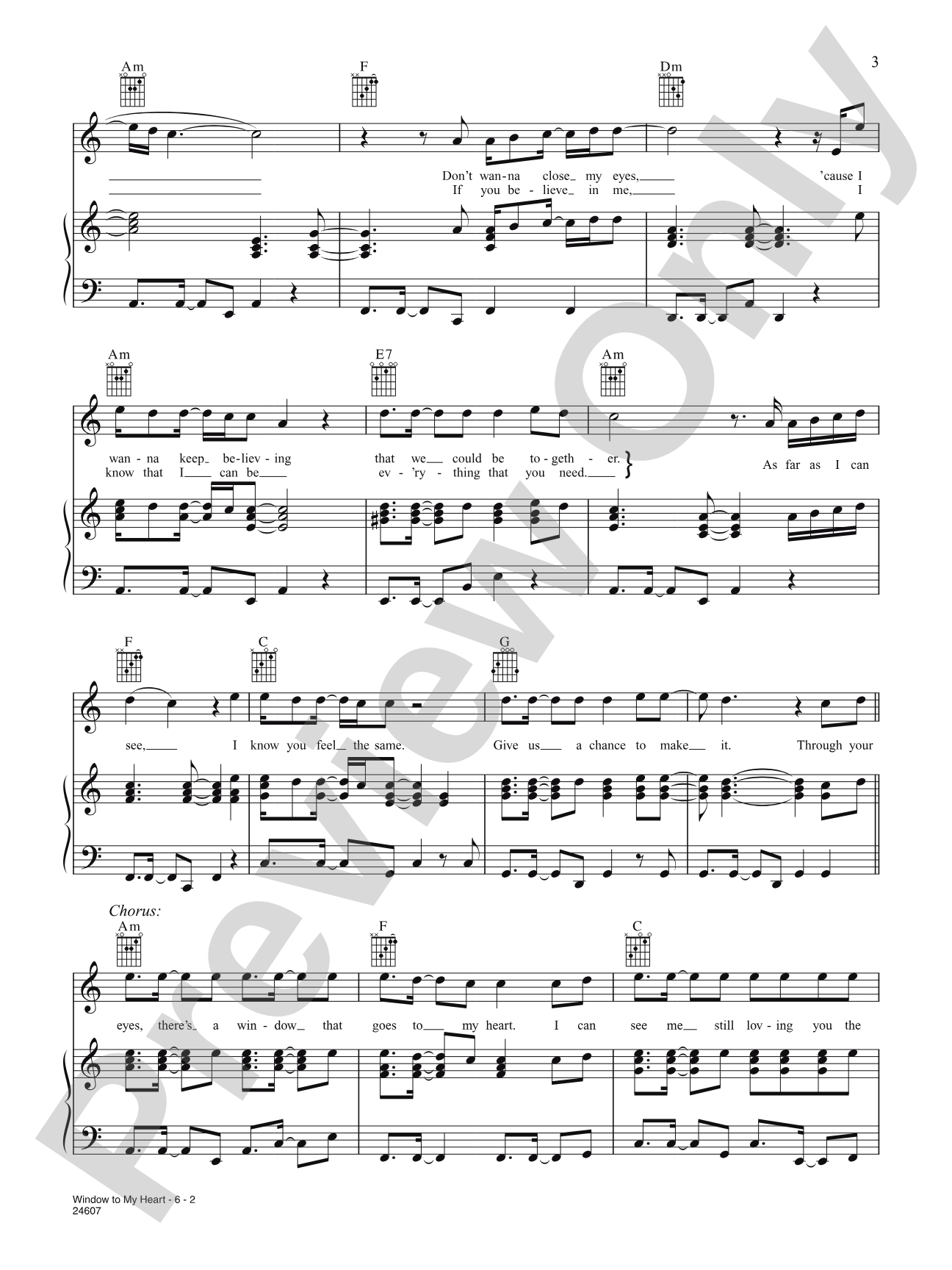 Window to My Heart: Piano/Vocal/Chords