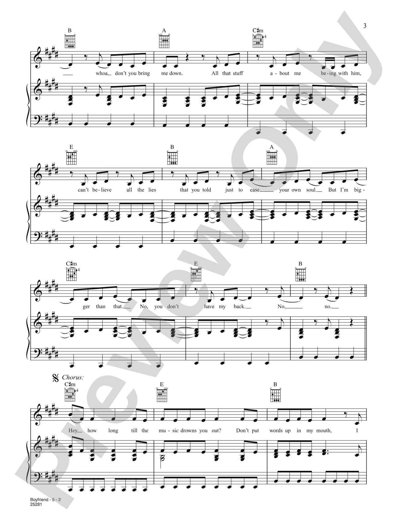 Boyfriend: Piano/Vocal/Chords