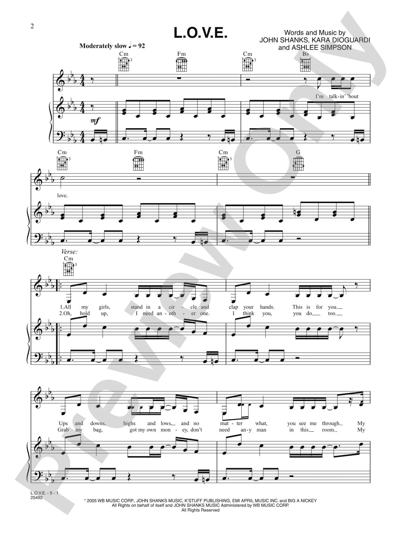 L.O.V.E.: Piano/Vocal/Chords