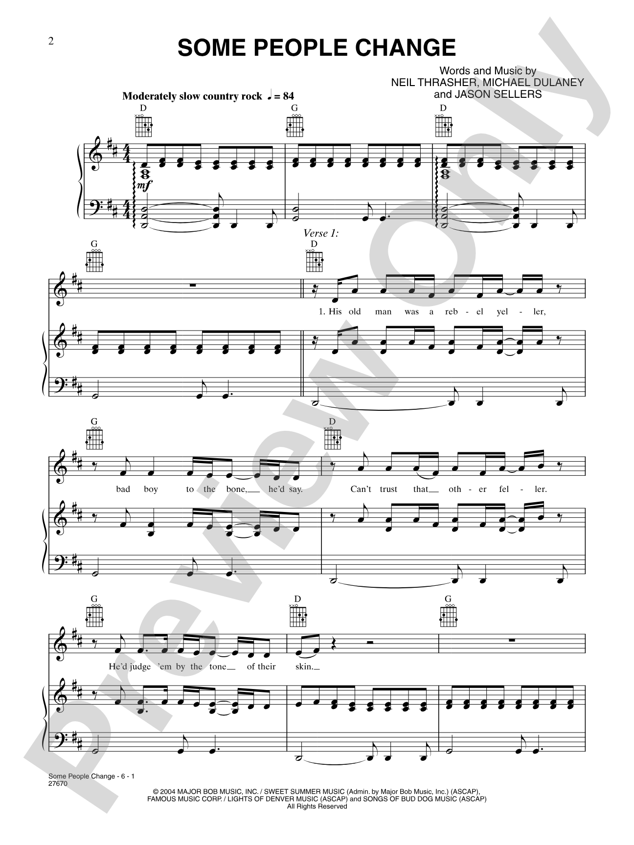 Some People Change: Piano/Vocal/Chords