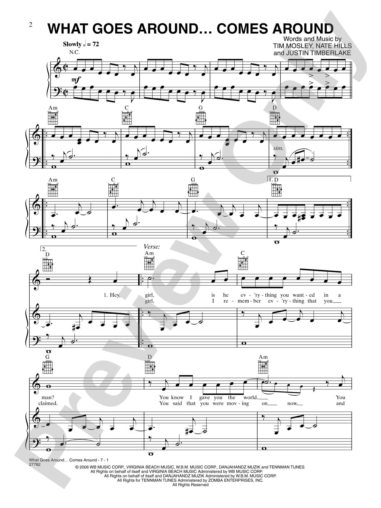 What Goes Around... Comes Around: Piano/Vocal/Chords