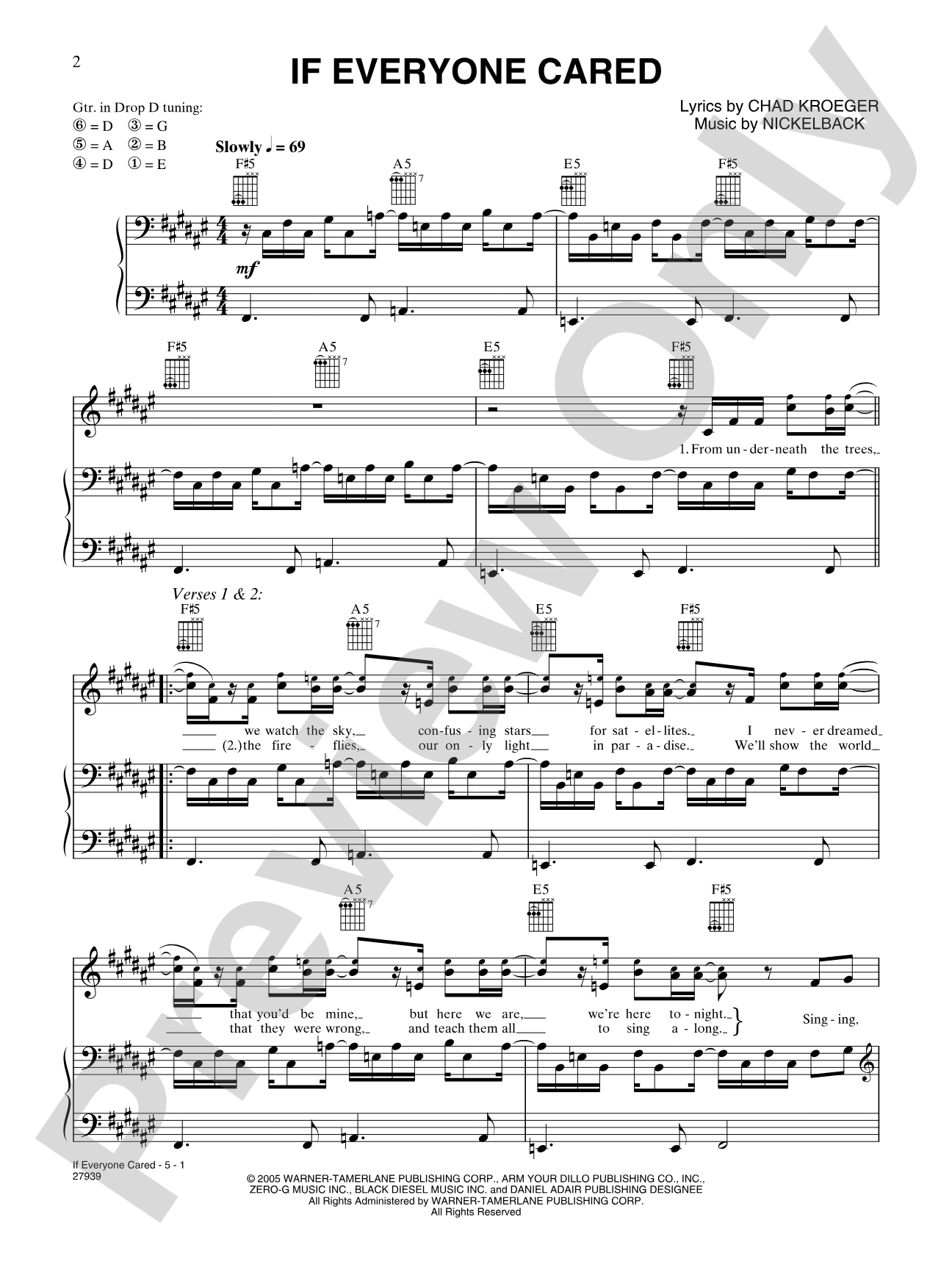 If Everyone Cared: Piano/Vocal/Chords