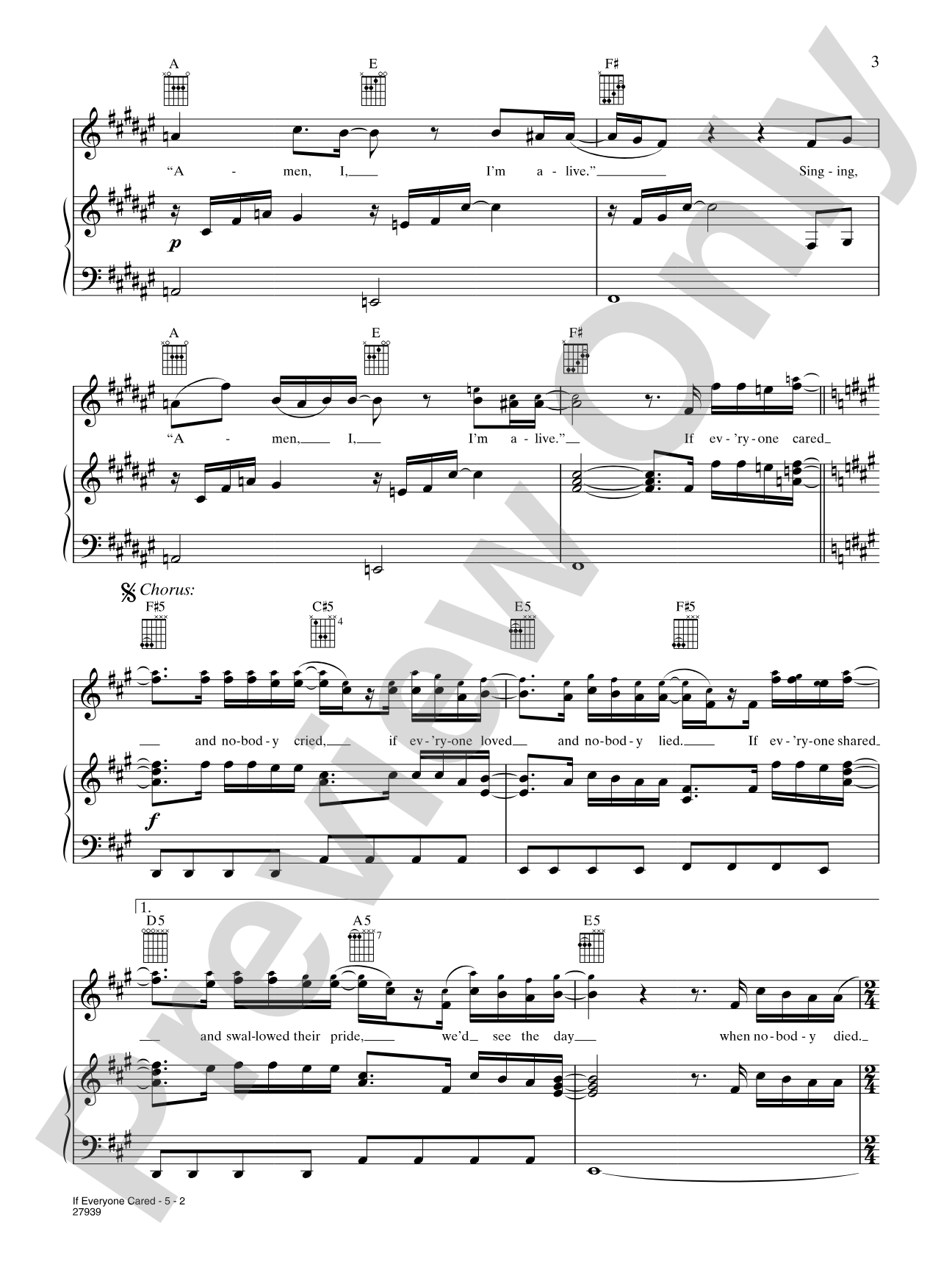 If Everyone Cared: Piano/Vocal/Chords