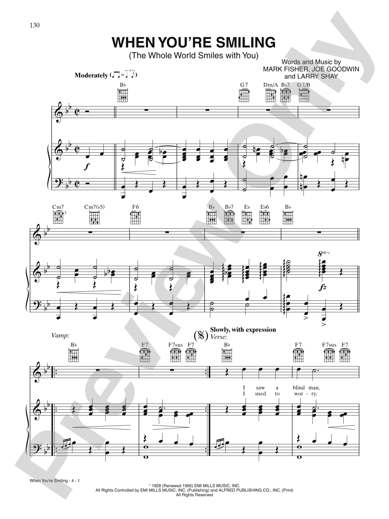 When You're Smiling: Piano/Vocal/Chords