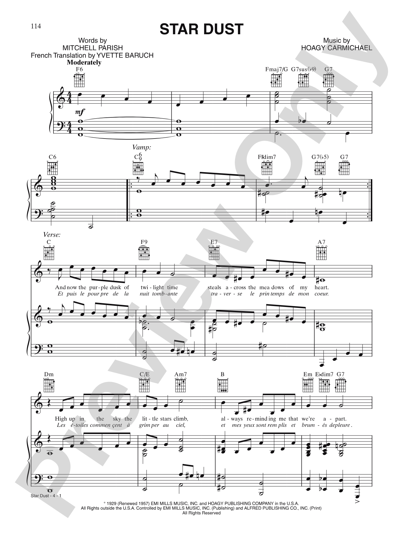 Star Dust: Piano/Vocal/Chords