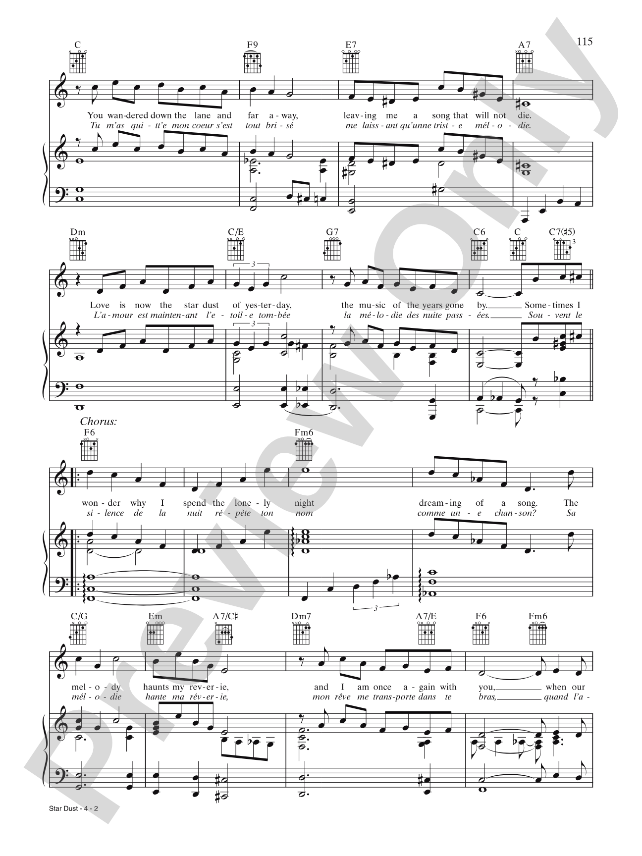 Star Dust: Piano/Vocal/Chords