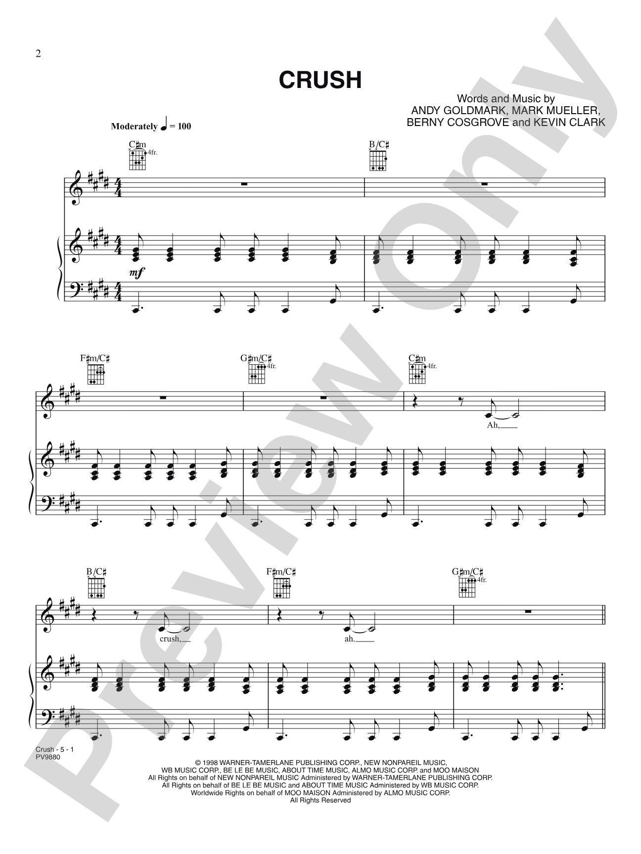 Crush: Piano/Vocal/Chords
