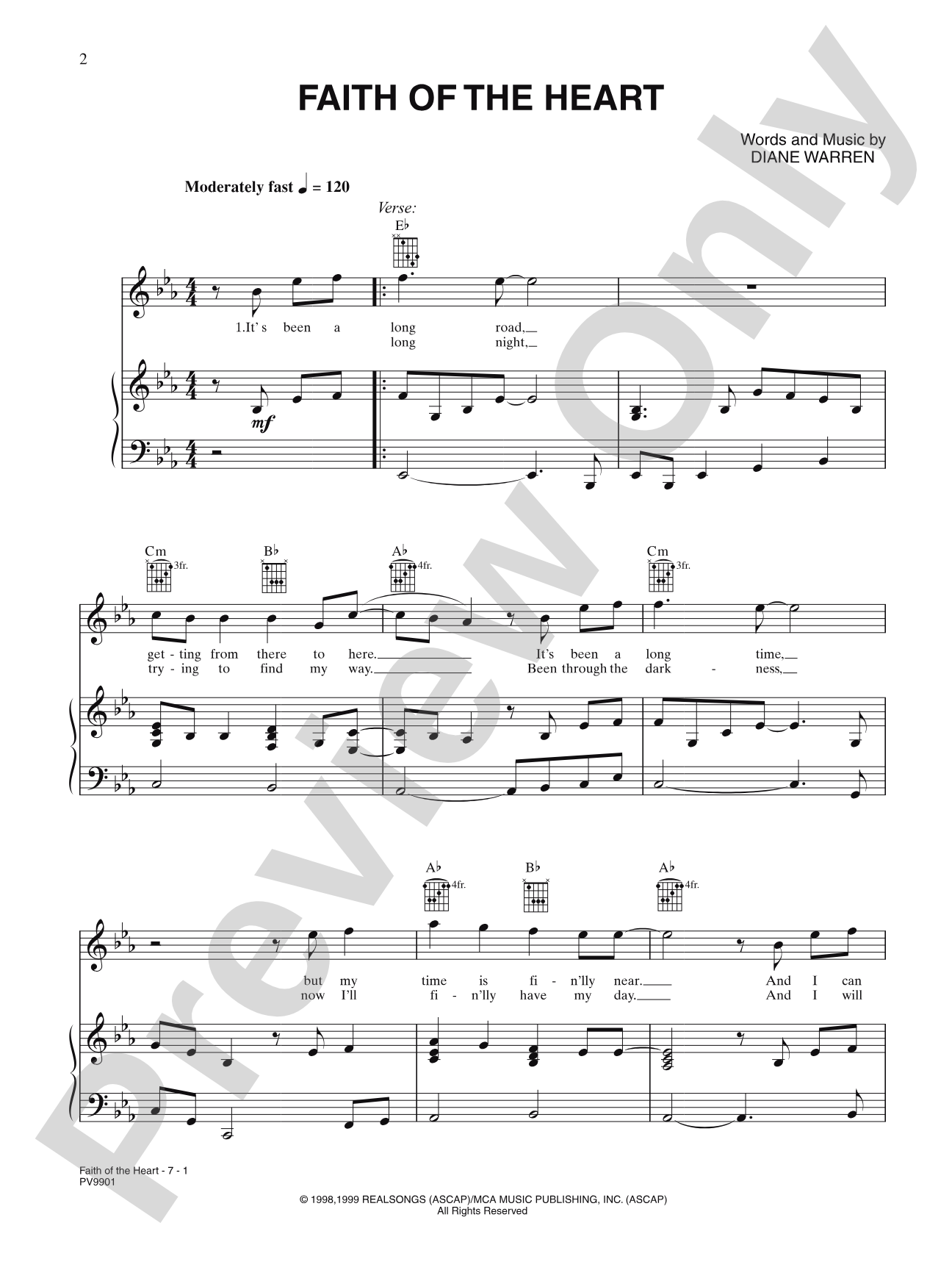 Faith of the Heart (from Patch Adams): Piano/Vocal/Chords