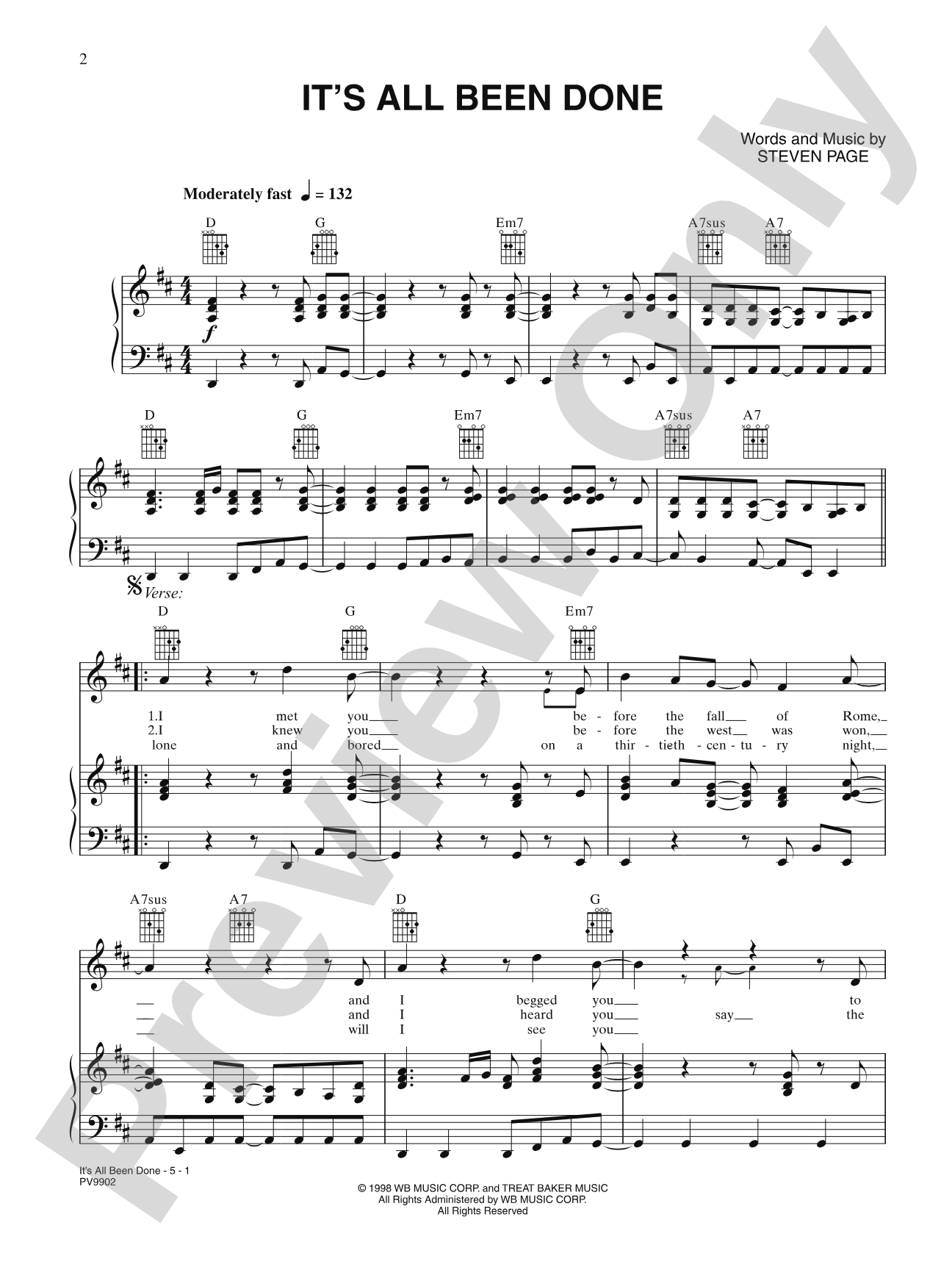 It's All Been Done: Piano/Vocal/Chords