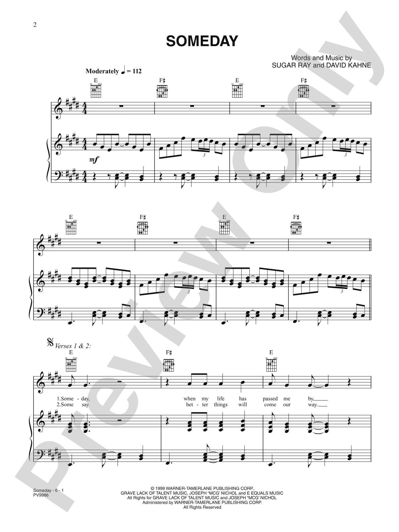 Someday: Piano/Vocal/Chords