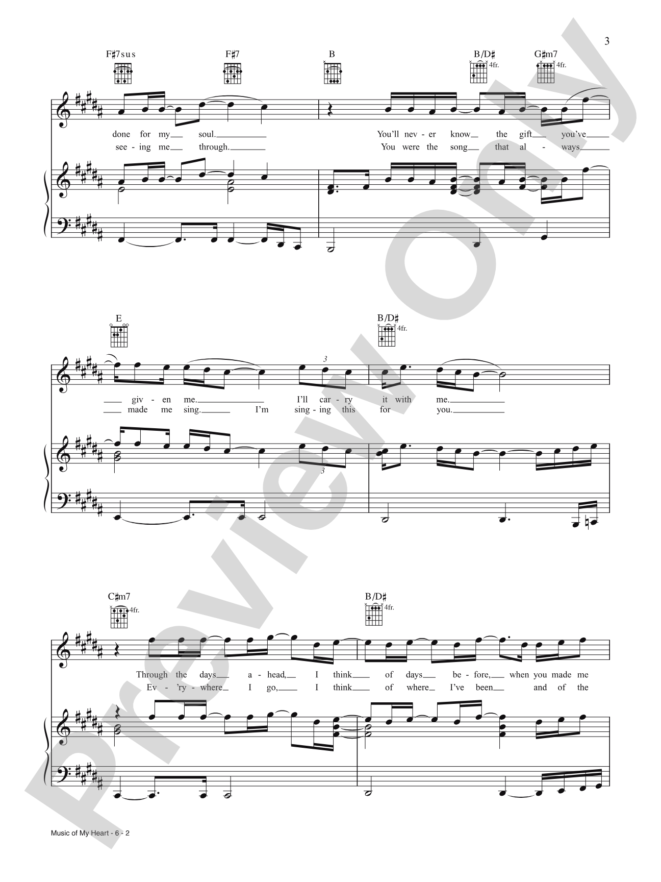 Music of My Heart (from Music of My Heart): Piano/Vocal/Chords