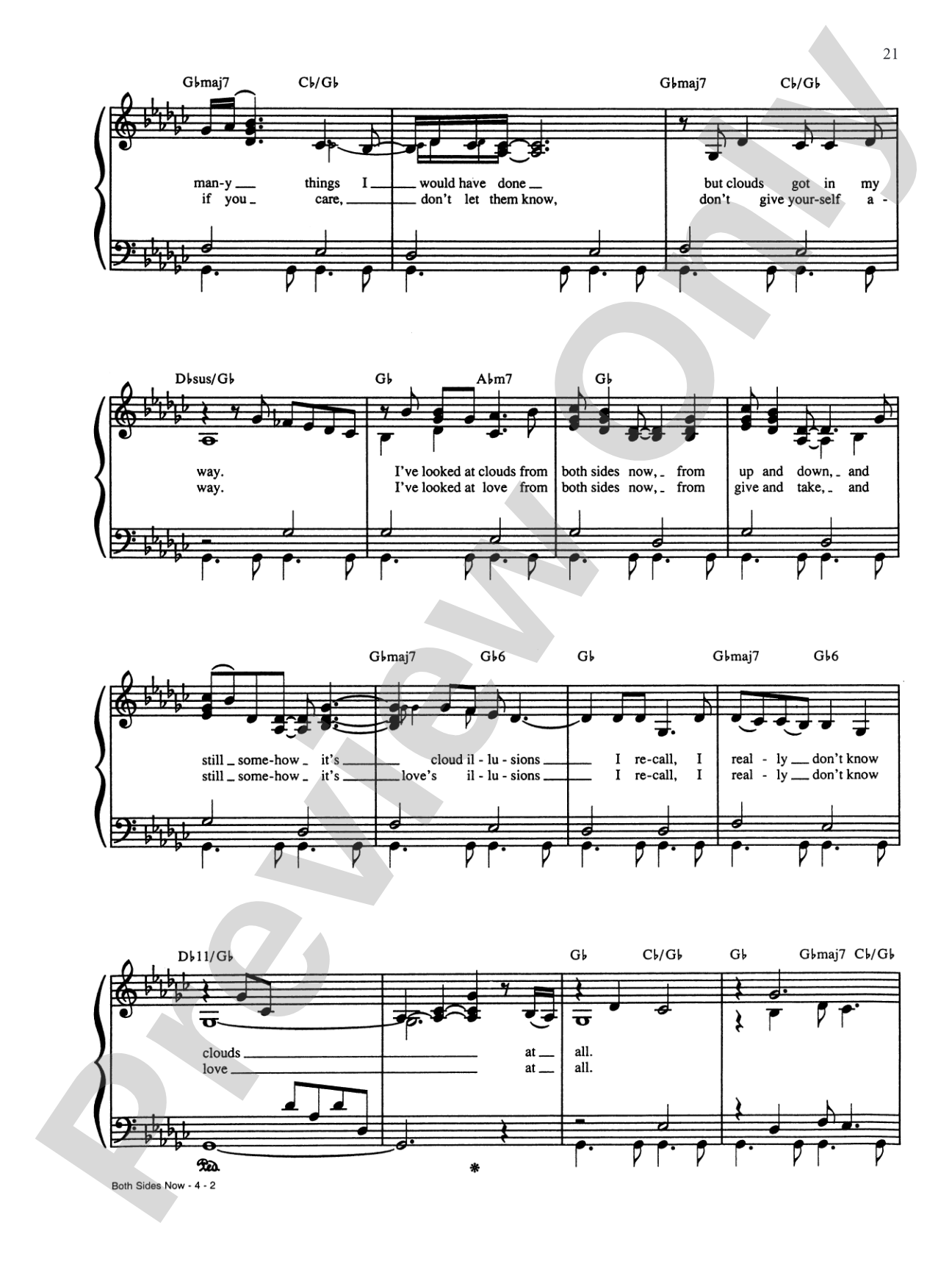 Both Sides Now: Piano/Vocal/Chords