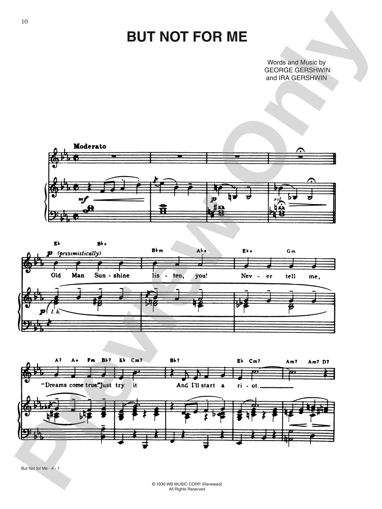 But Not for Me: Piano/Vocal/Chords