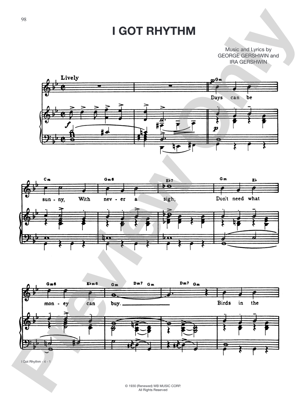 I Got Rhythm: Piano/Vocal/Chords