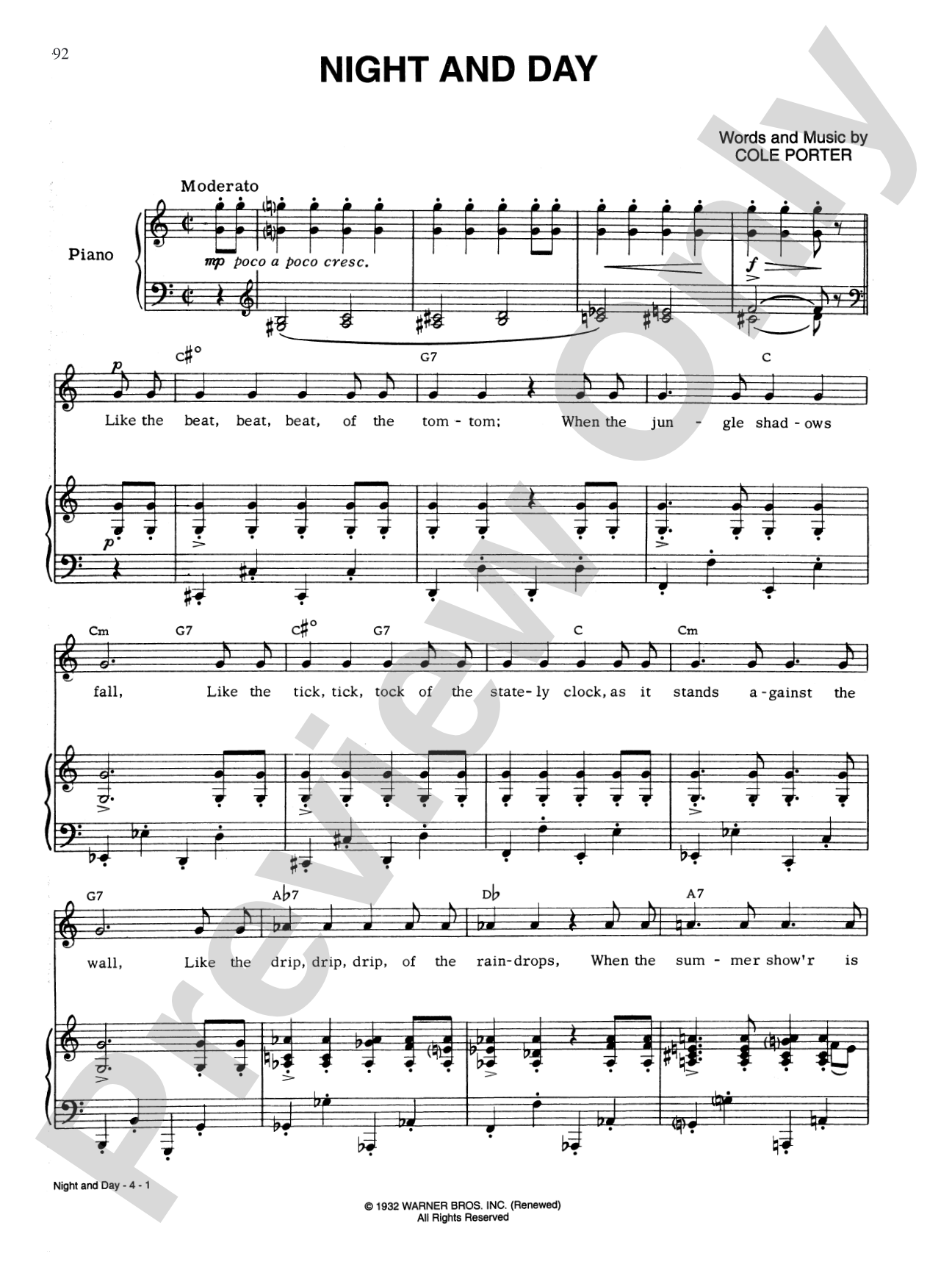 Night and Day: Piano/Vocal/Chords