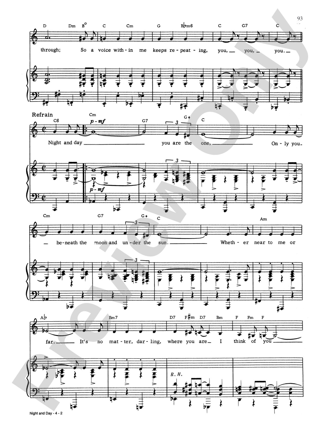 Night and Day: Piano/Vocal/Chords