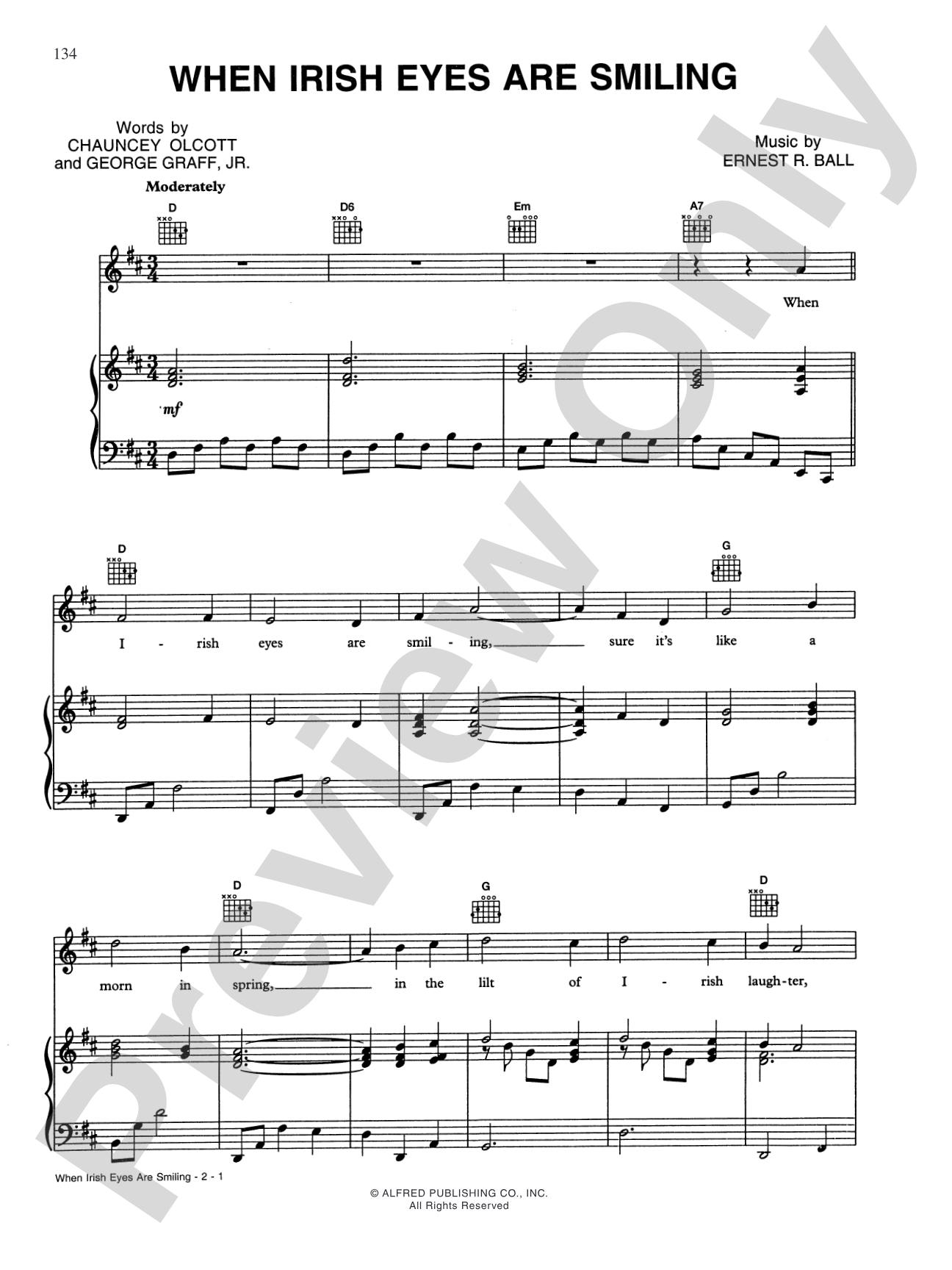When Irish Eyes Are Smiling: Piano/Vocal/Chords