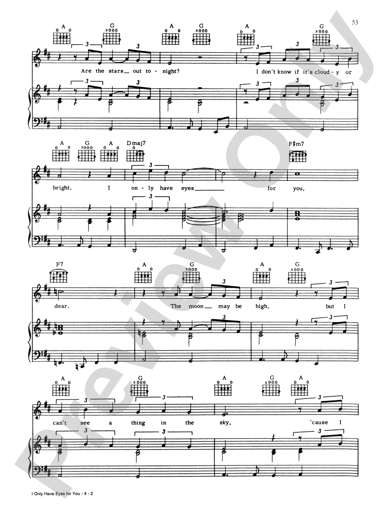 I Only Have Eyes for You (from "42nd Street"): Piano/Vocal/Chords