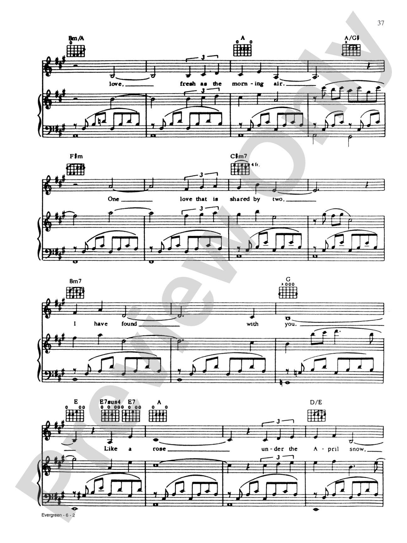 Evergreen (Love Theme from A Star Is Born): Piano/Vocal/Chords