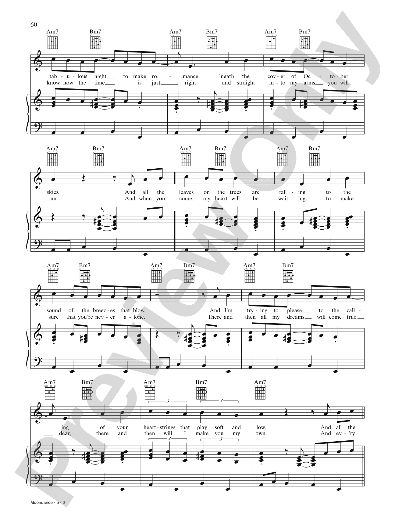 Moondance: Piano/Vocal/Chords