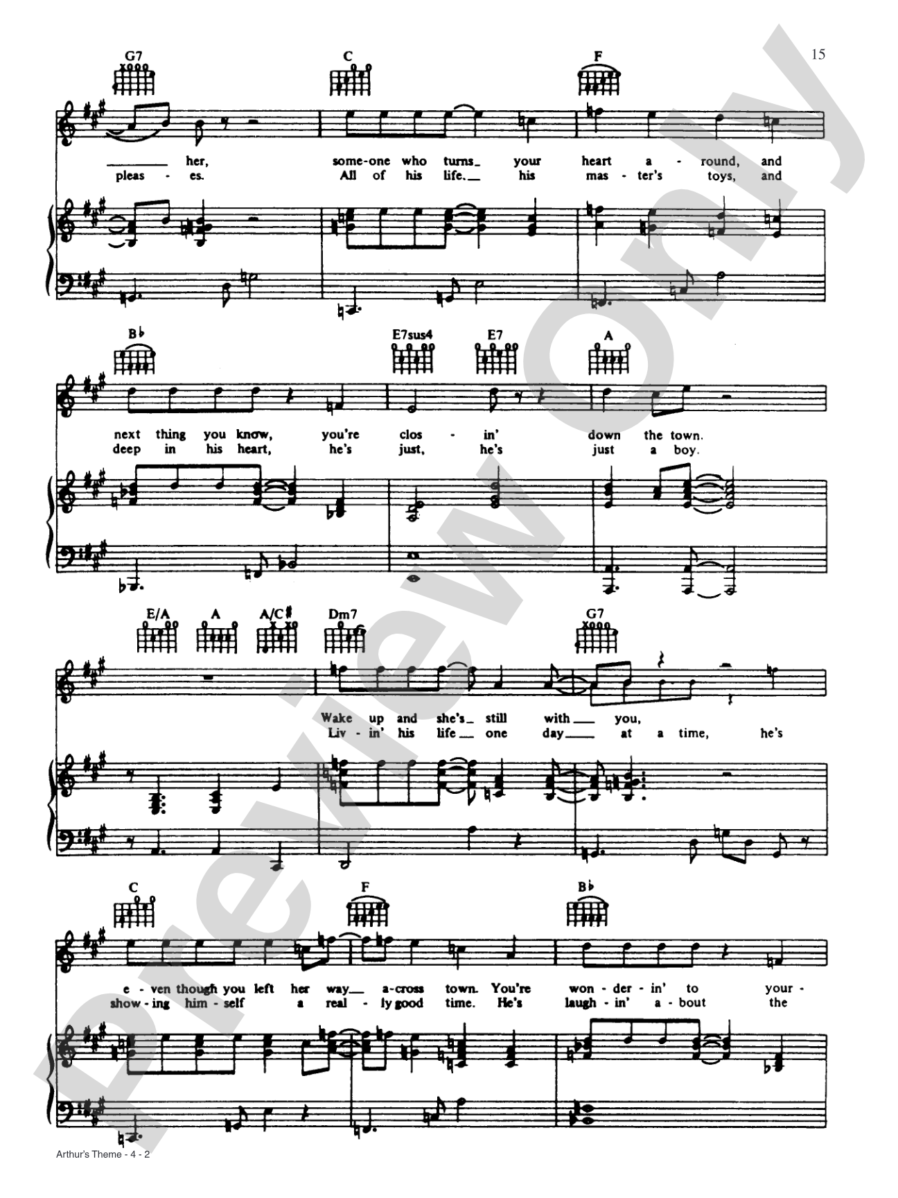 Arthur's Theme (Best That You Can Do): Piano/Vocal/Chords