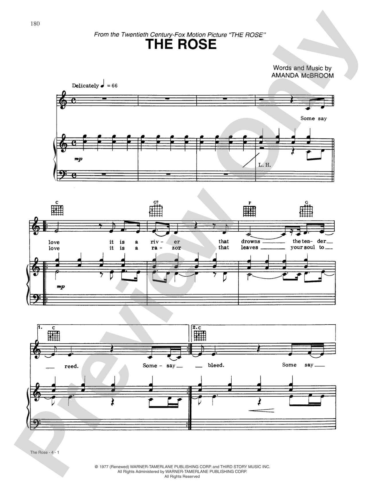 The Rose (from "The Rose"): Piano/Vocal/Chords