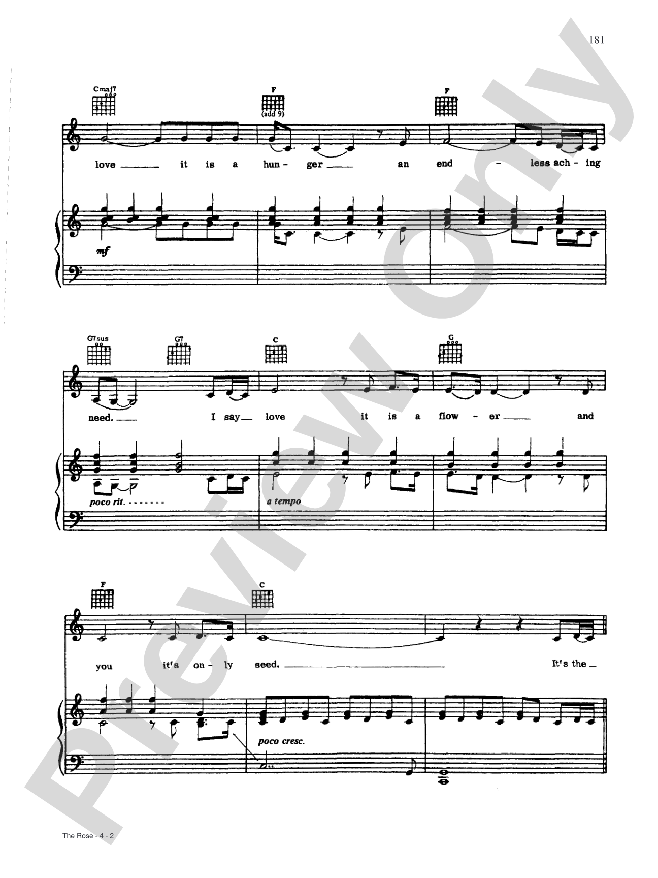 The Rose (from "The Rose"): Piano/Vocal/Chords