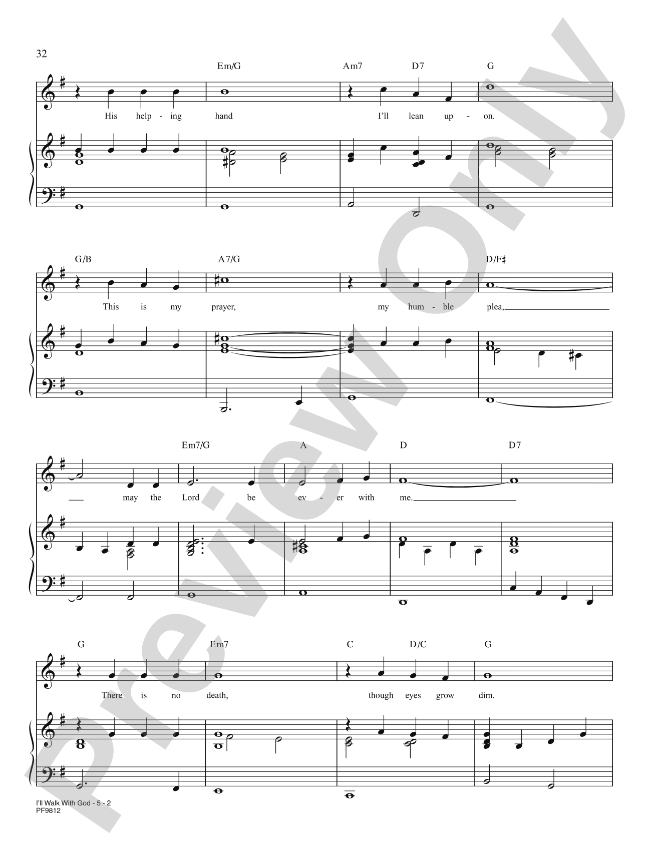 I'll Walk with God: Piano/Vocal/Chords
