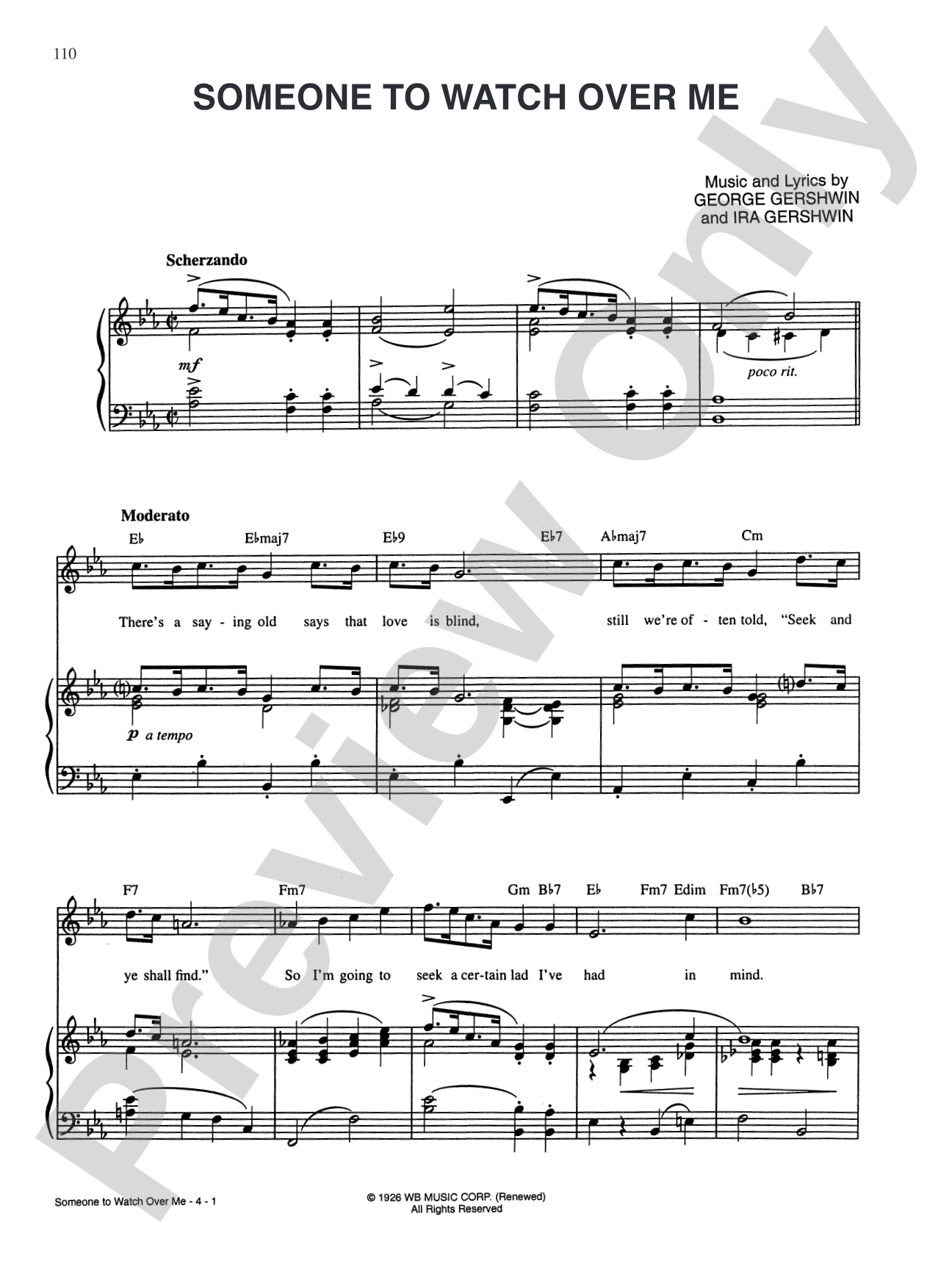 Someone to Watch Over Me: Piano/Vocal/Chords