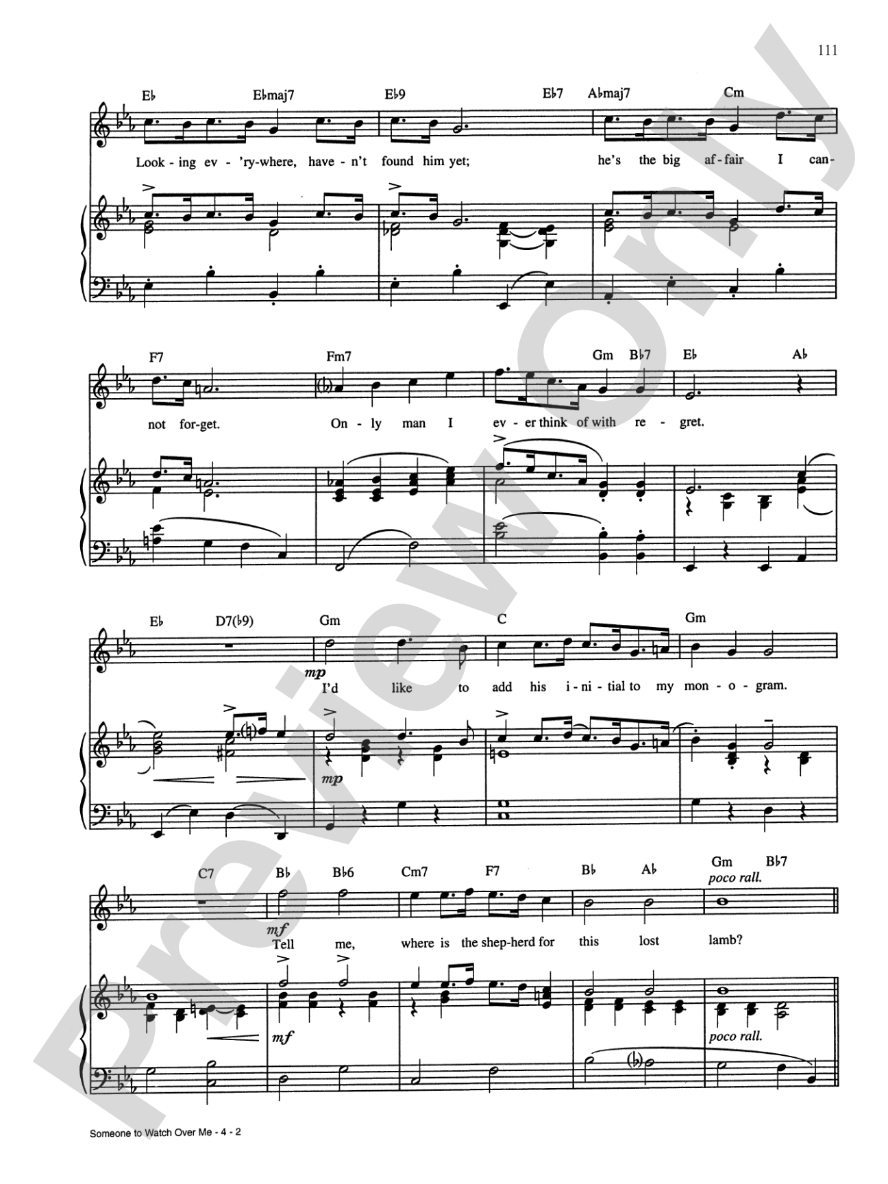 Someone to Watch Over Me: Piano/Vocal/Chords