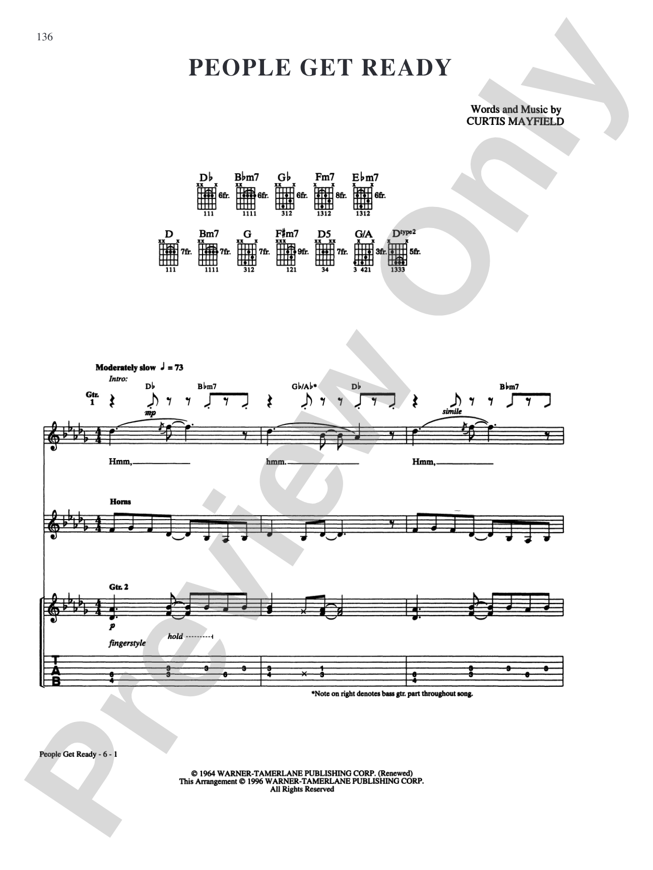 People Get Ready: Piano/Vocal/Chords