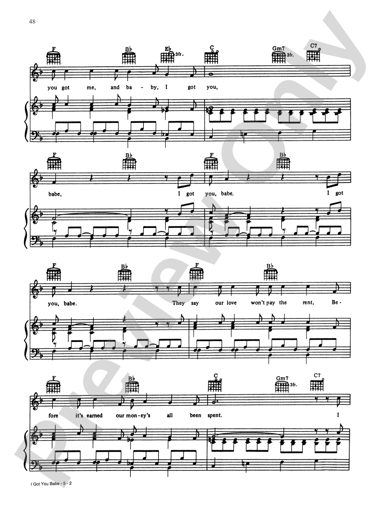 I Got You Babe: Piano/Vocal/Chords