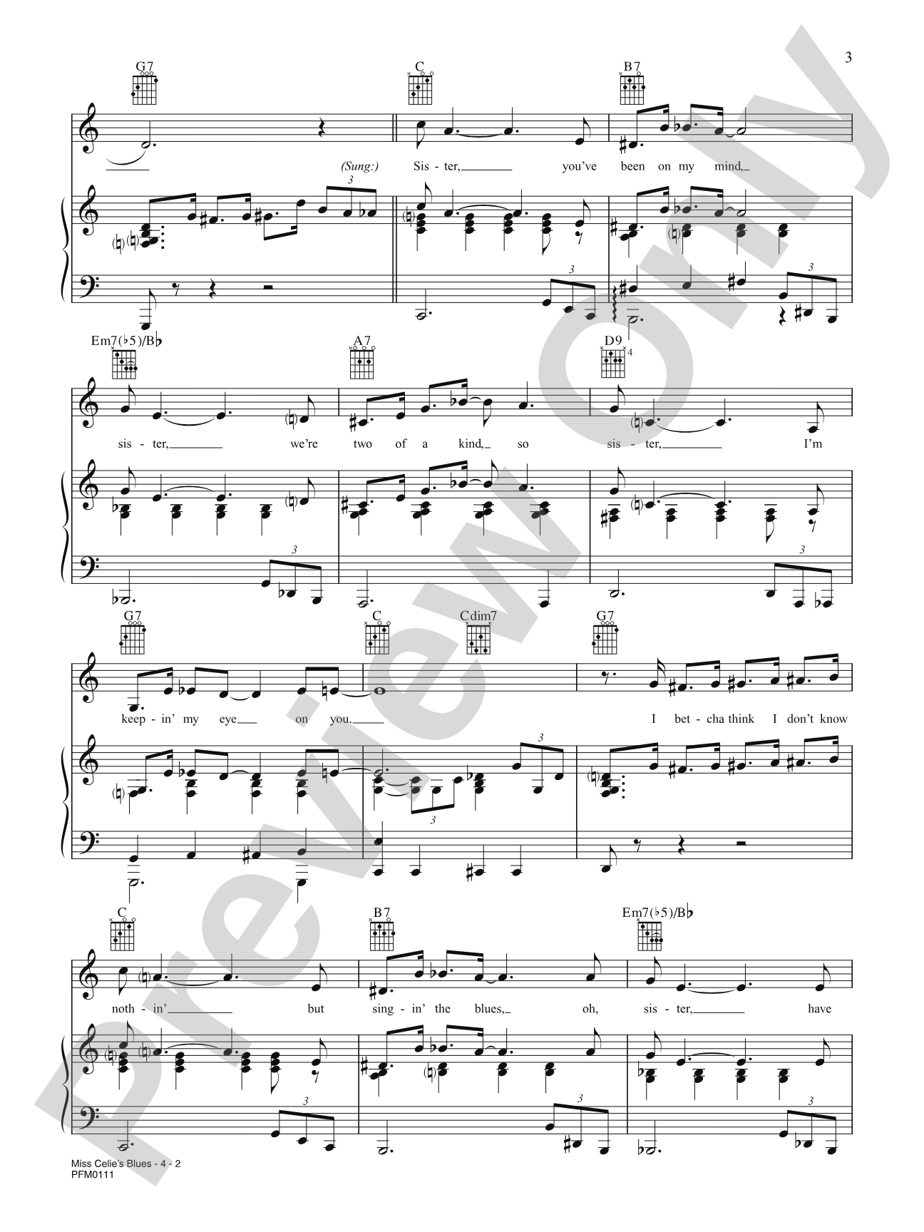 Miss Celie's Blues (Sister) (from The Color Purple): Piano/Vocal/Chords