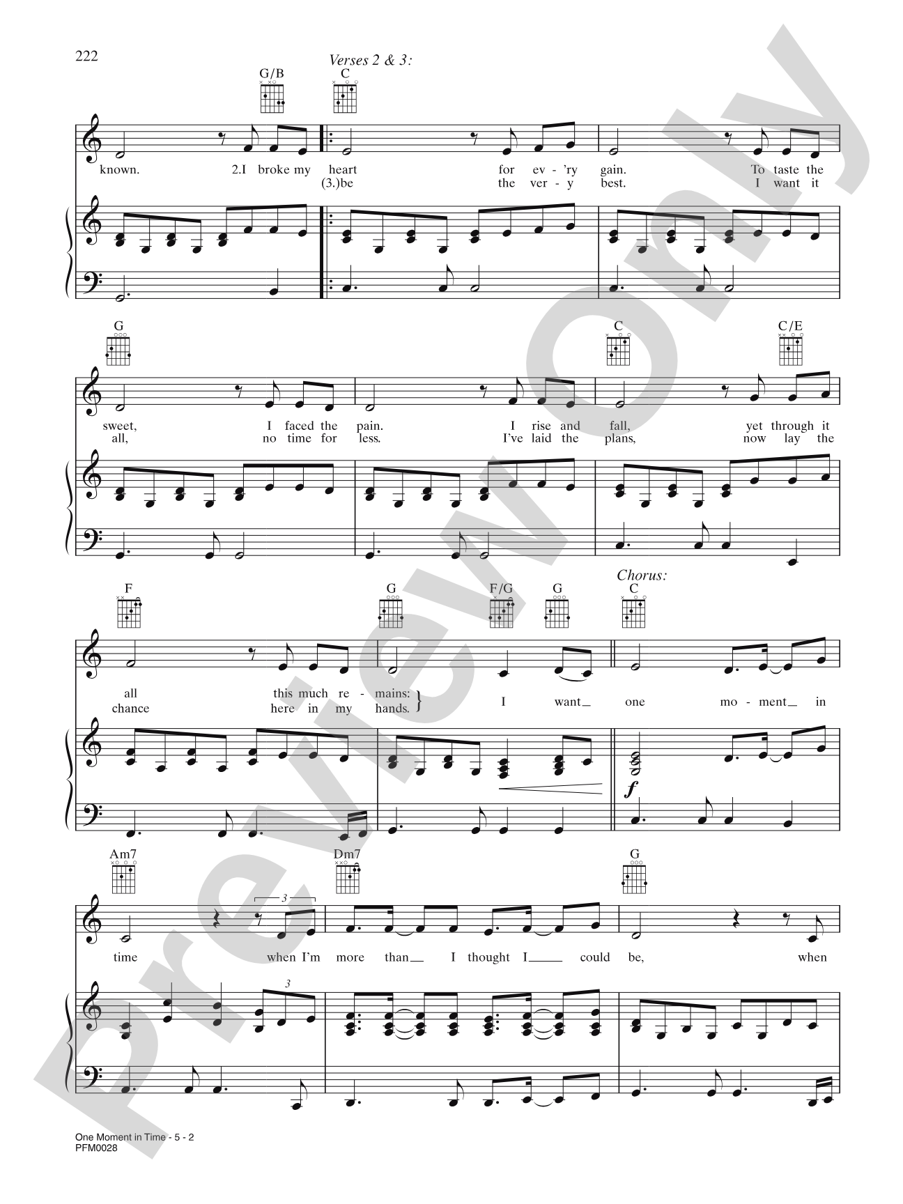 One Moment in Time: Piano/Vocal/Chords
