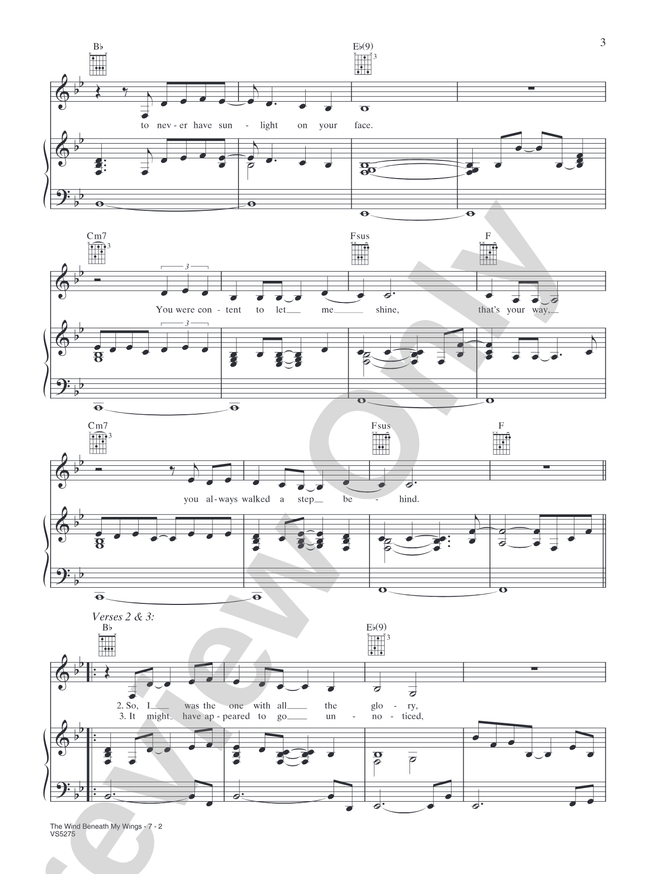 The Wind Beneath My Wings (from Beaches): Piano/Vocal/Chords