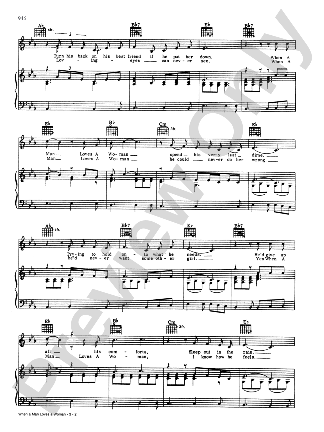 When a Man Loves a Woman: Piano/Vocal/Chords