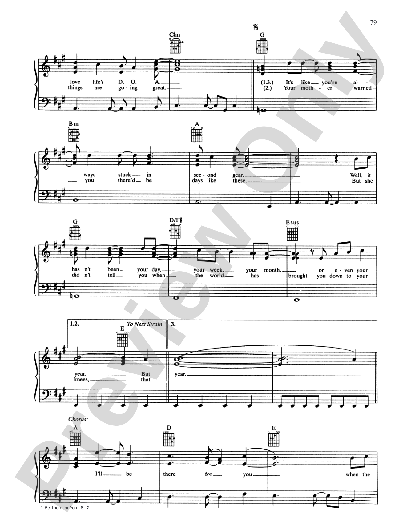 I'll Be There for You (Theme from "Friends"): Piano/Vocal/Chords