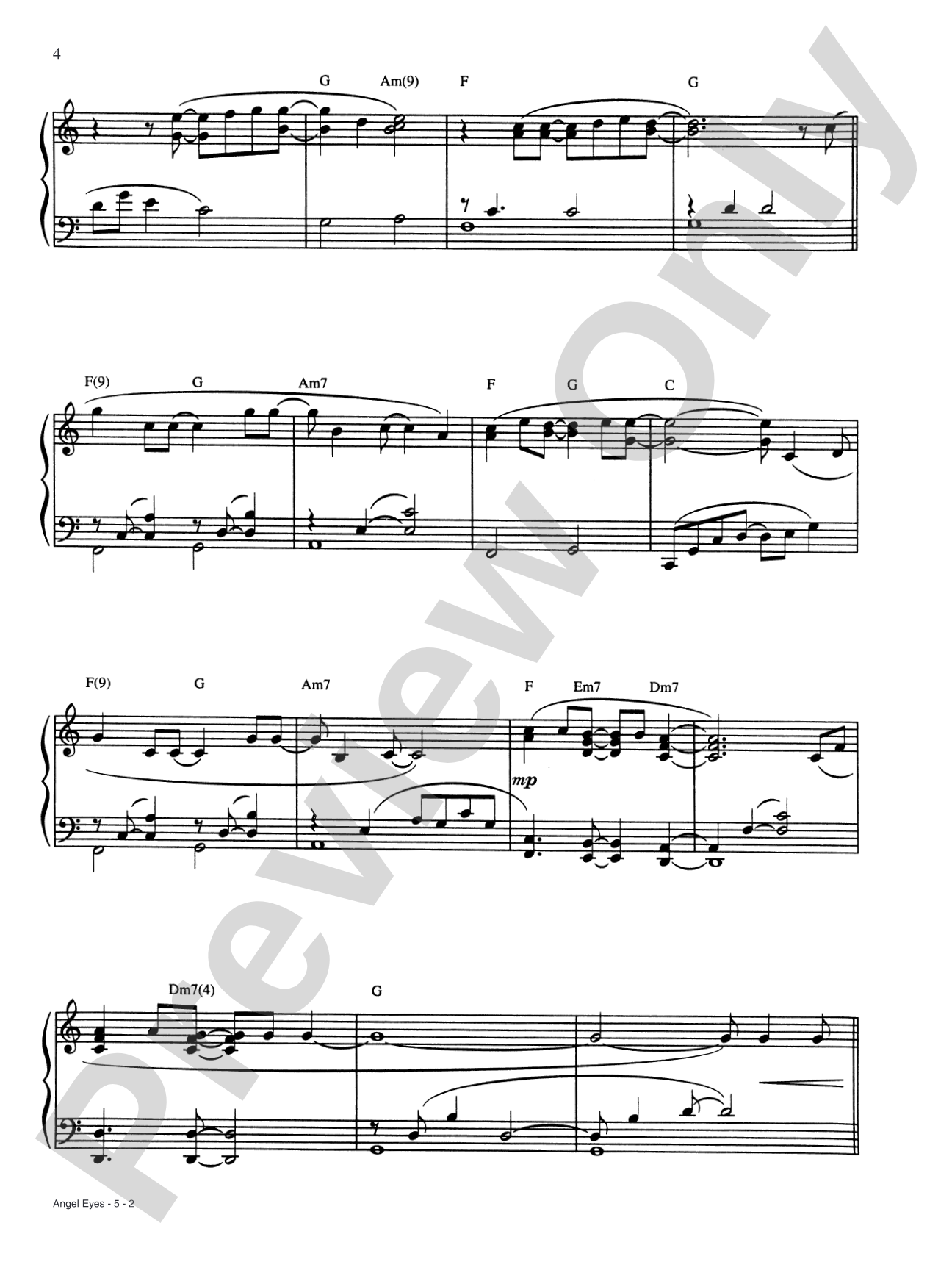 Angel Eyes: Piano/Vocal/Chords