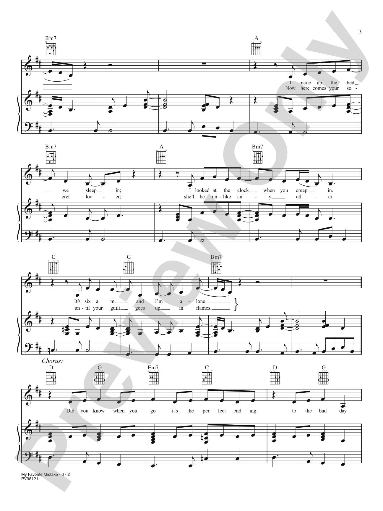 My Favorite Mistake: Piano/Vocal/Chords