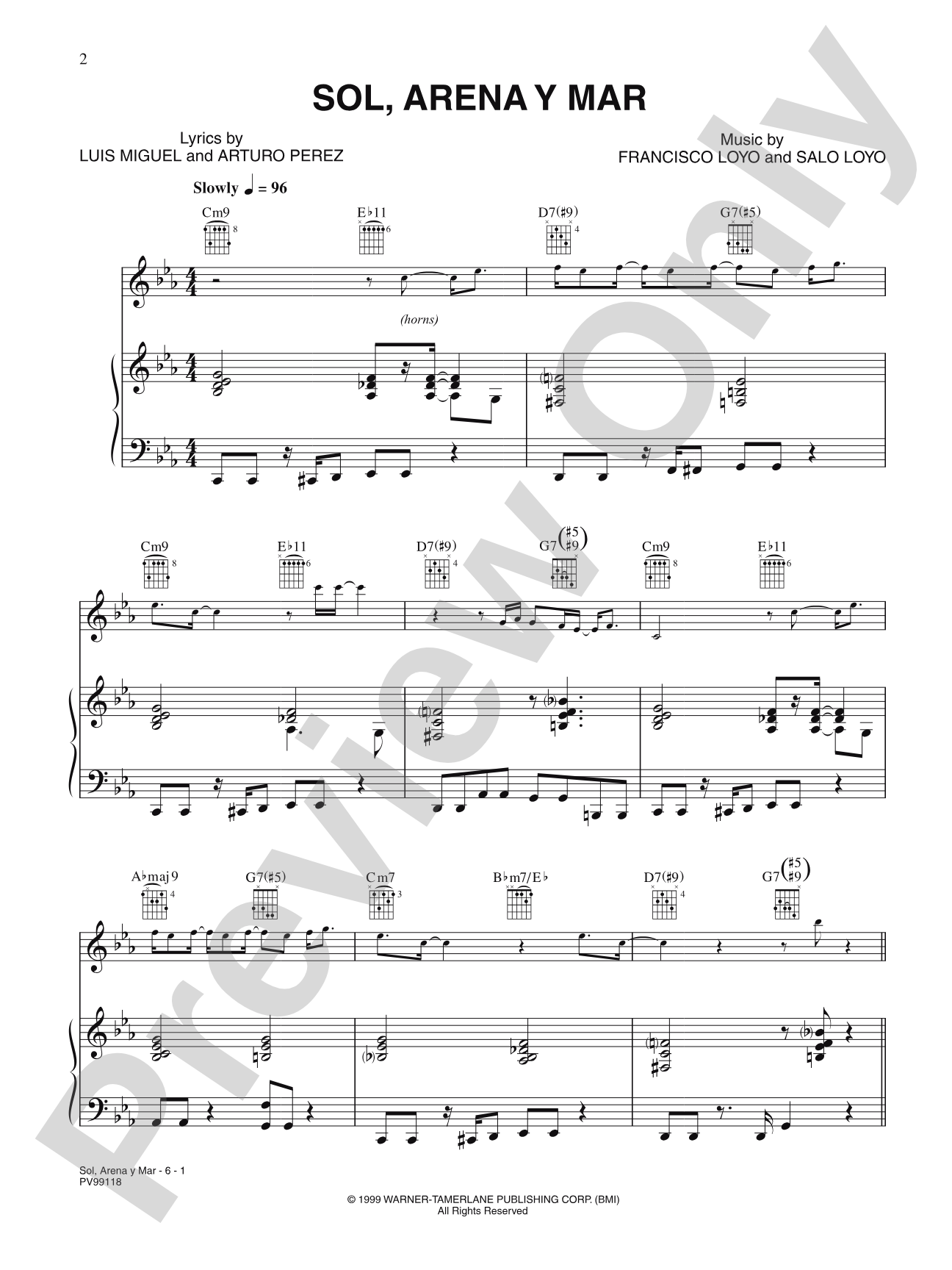 Sol, Arena y Mar: Piano/Vocal/Chords