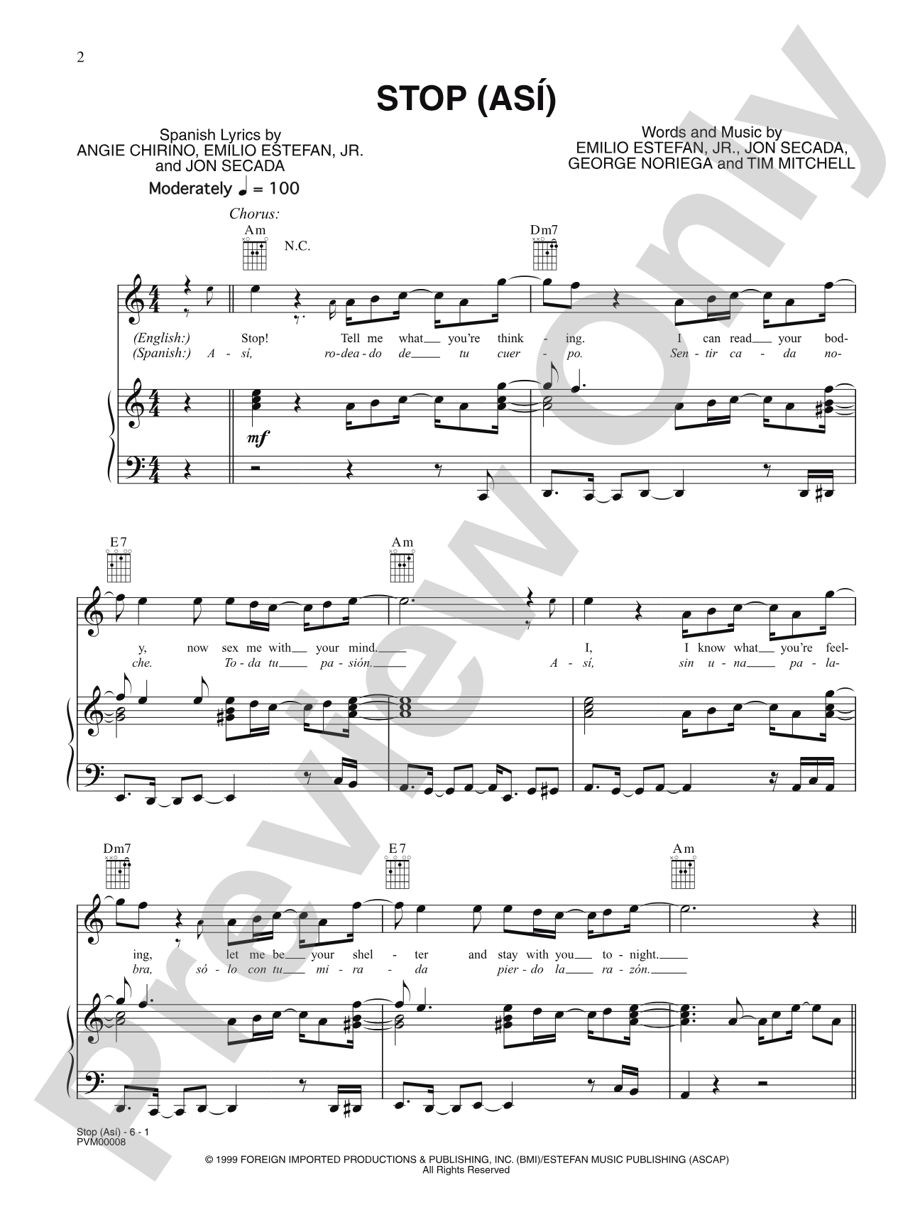 Stop (Asi): Piano/Vocal/Chords