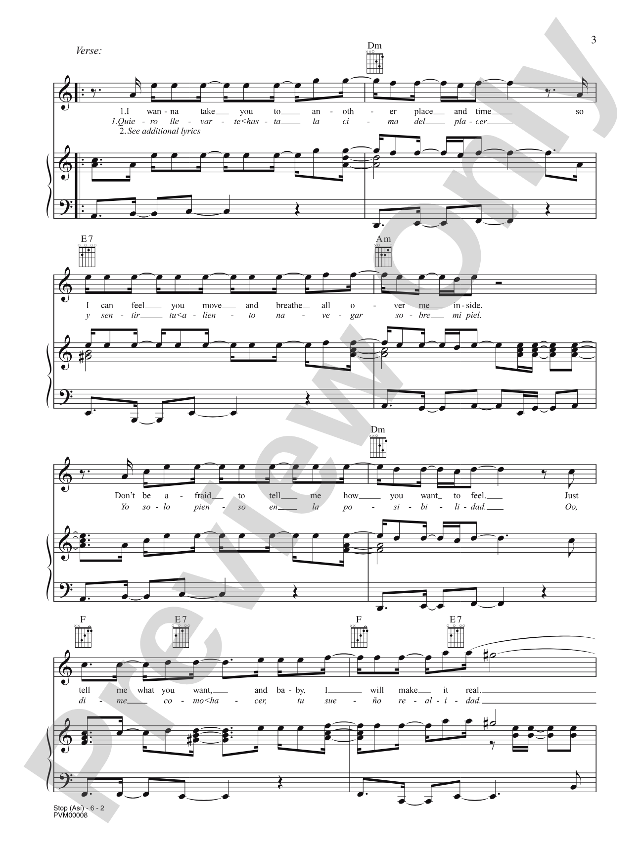 Stop (Asi): Piano/Vocal/Chords